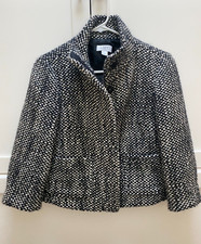 ANN TAYLOR LOFT - Black White stand collar Cropped Blazer, Jacket Size S