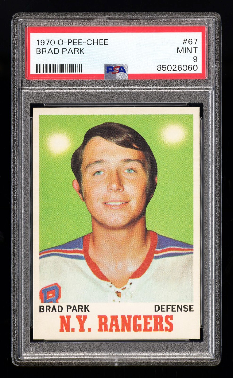 1970 O-Pee-Chee #67 Brad Park Rookie Card PSA 9 MINT Centered.