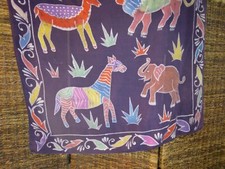 Scarf 39x39" Made In India For Sam Hilu batik African Animals