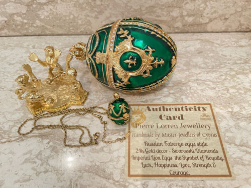 Collana uovo Fabergé Imperial Fabergé Uovo Smeraldo - Foto 1 di 13