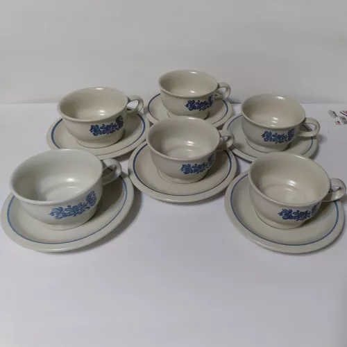 Pfaltzgraff Yorktowne, Coffee /Tea Cups And Saucers. Set of 6. 
