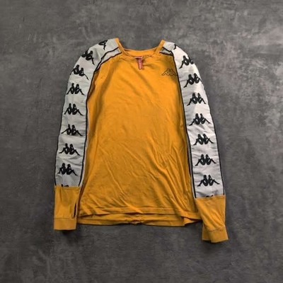 Kappa Shirt Adult Womens Medium Yellow Long Sleeve Puff Print Embroidered