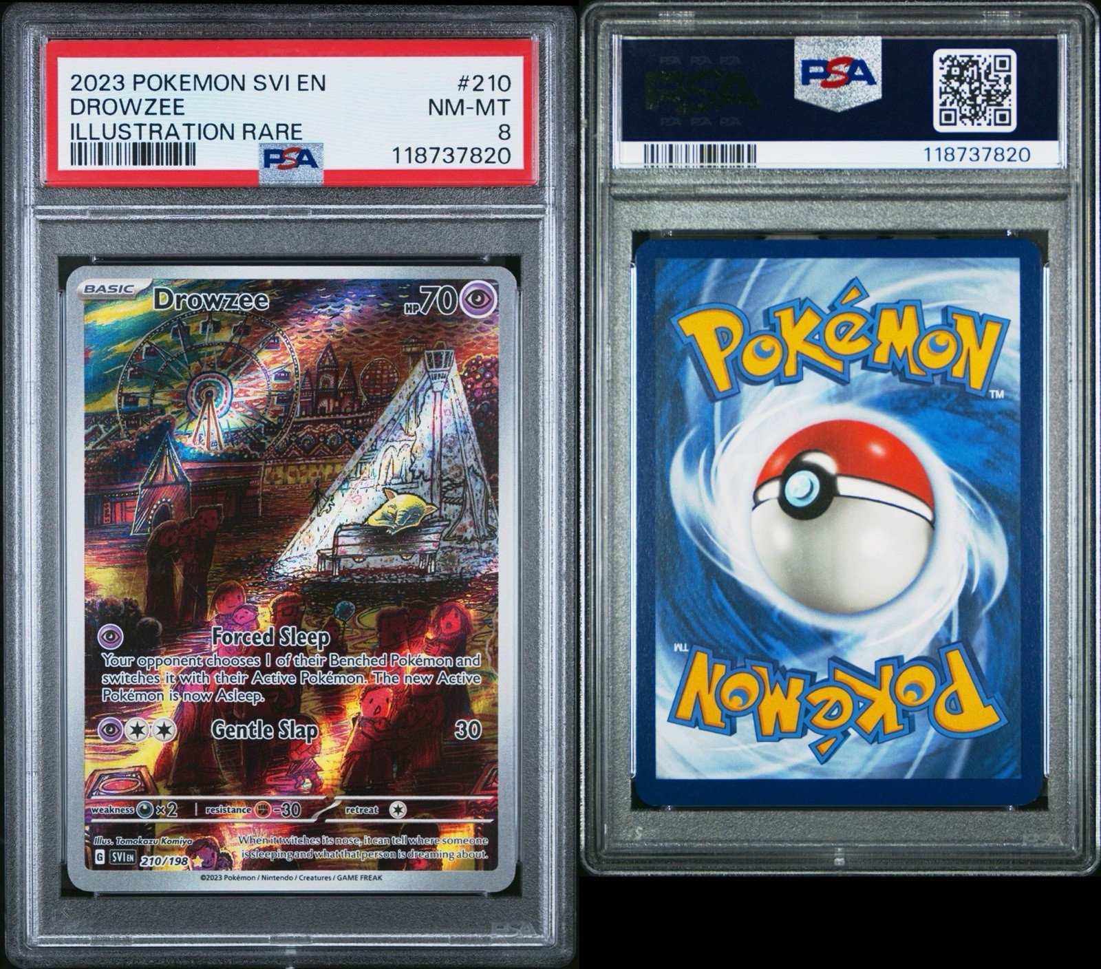 2023 POKEMON SVI EN-SCARLET & VIOLET ILLUSTRATION RARE #210 DROWZEE PSA 8
