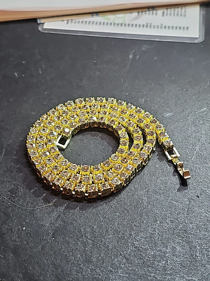 Collar Cartice 4mm Tenis Chapado en Oro 20" Foto 4 de 4