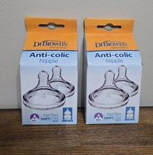 4 NEW Dr. Brown's Natural Flow Level 4, Wide-Neck 2 Pk of 2 Anti-colic 9m