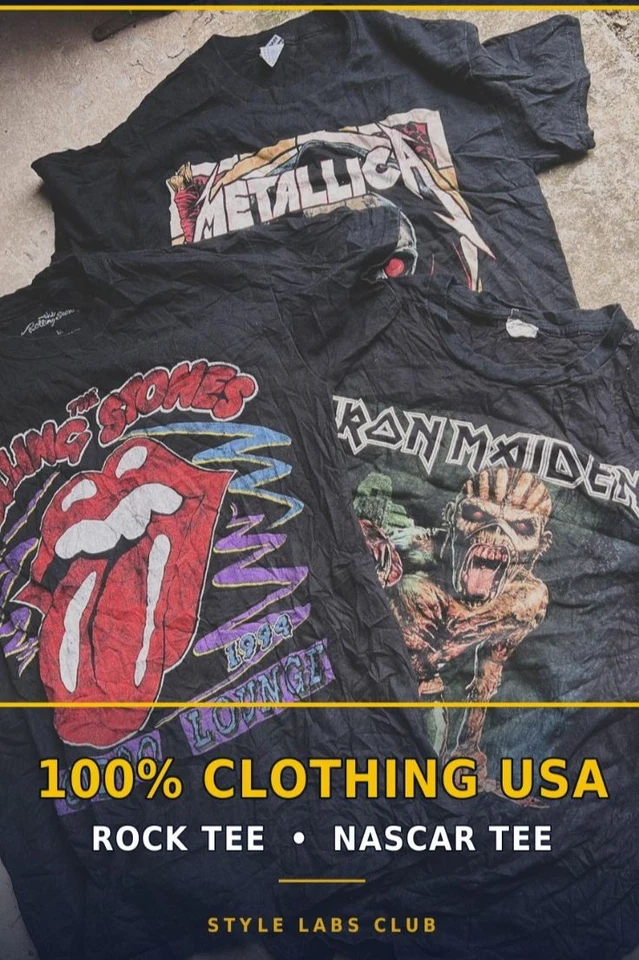 First live Ebay - Live - 100% vintage clothing USA - Rock Tee - nascar tee