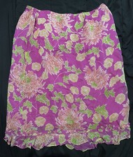 Pink Silk Floral Midi Skirt