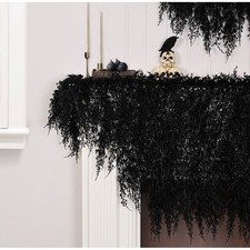 My Texas House 6-Foot Drapey Faux Cedar Garland Black Halloween Decor 6ft