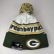 Green Bay Packers Hat Beanie Knit Pom Mens One Size Green NFL Football New Era