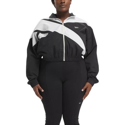 Reebok Women Plus Size Classics Franchise Track Jacket US 4X/26-28W Black White