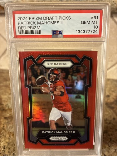 2024 Panini Prizm Draft Picks - Patrick Mahomes II #61 Red Prizm /299 PSA 10