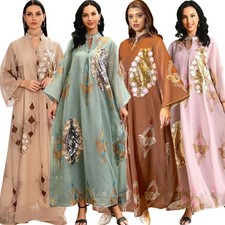 Moroccan Abaya Women Muslim Long Robe Turkey Dubai Kaftan Vintage Dresses Gown