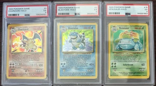 Charizard Blastoise Venusaur Base Set Unlimited PSA 5 Set (Pokémon TCG, 1999)