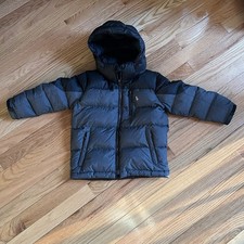 Polo Ralph Lauren Down Puffer Jacket Boys Size 5 Black Gray With Zip Hood