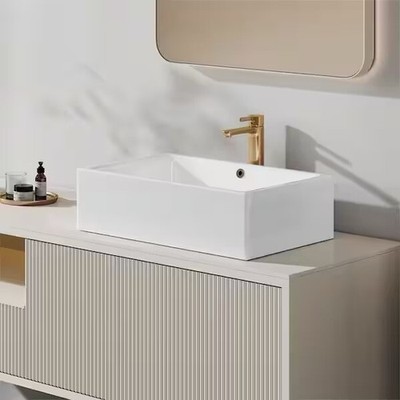 EriDanus Dublin 20x15in Crisp White Rectangle Bathroom Vessel Sink W/Overflow