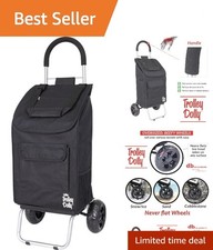 Lightweight Black Wheeled Shopping Cart with Smooth Rolling Beefy Wheels - 5 lbs