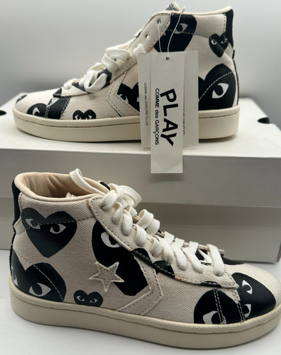 Converse x Comme des Garcons Play CDG Hi Pro Heart White Men Sz 4