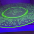 Vtg Hazel Atlas Florentine Poppy Uranium Green Depression Glass Dinner Plate 10”