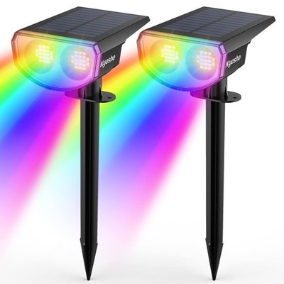 Kyosho 38 LEDs Solar Powered RGBW Outdoor Spotlights, 9 Lighting Modes Color ...