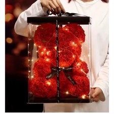 Rose Bear Flower Teddy Doll with Box Birthday Wedding Valentine Lovers Gift Foam