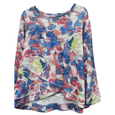 Ruby Rd Tunic Top Womens PXL Artsy Sweatshirt Floral Watercolor Abstract Lounge
