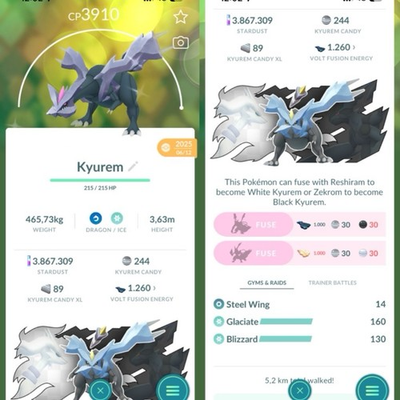 #ad Pokémon Go Shiny Kyurem Level 50 3 Move With Glaciate Trade 20 Or 1M Stardust $14.90