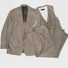 Rare Vintage POLO Ralph Lauren 3 Piece Suit Tan/Brown Puppytooth Check 44/5L USA
