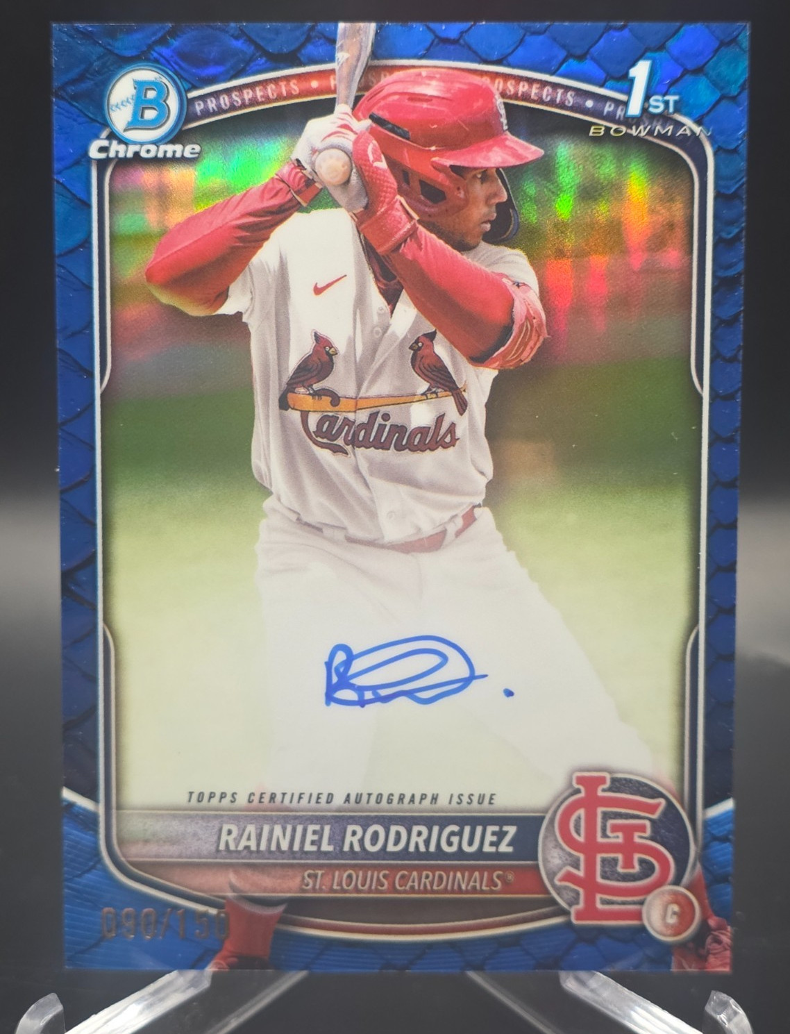 2025 Bowman Chrome Rainiel Rodriguez Auto Blue Reptilian /150 1st Cardinals