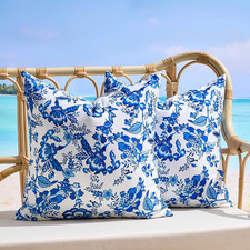 Set of 2 Outdoor Waterproof Pillow Covers 18 18 Inch Flowers Decorative Throw Pi