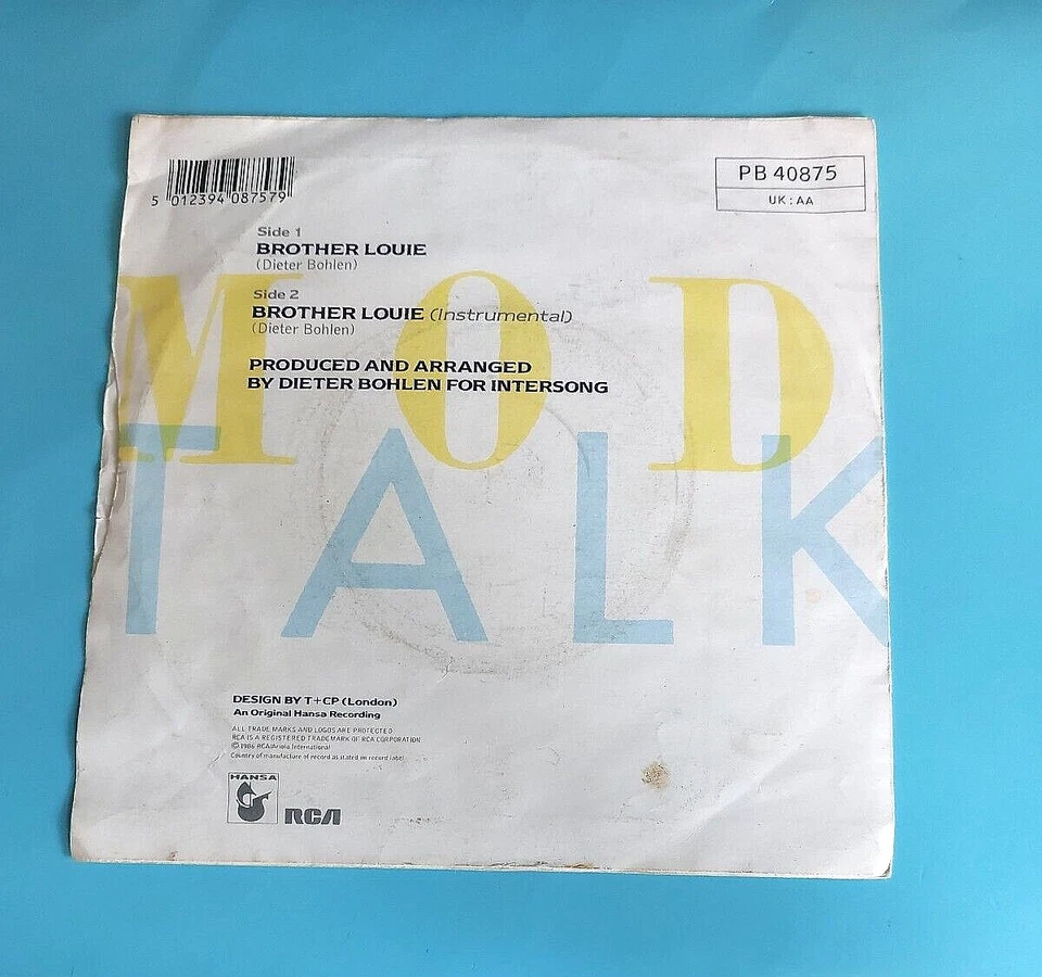 MODERN TALKING - PB 40875 - BROTHER LOUIE / BROTHER LOUIE (INST) 1986 (1674) - Image 2 of 4