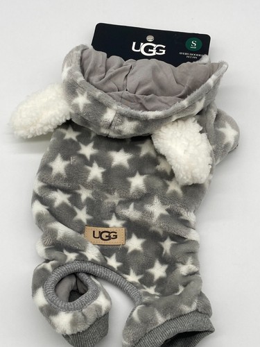 UGG®Avery Fleece Detachable Hooded Pet Coat/PJ's Gray &White Star Size NWT - Picture 4 of 8