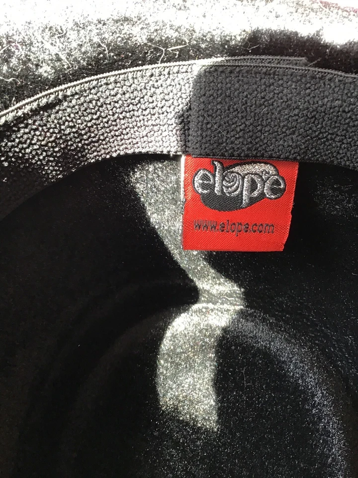 Sombrero de terciopelo negro Elope con envoltura de banda negra/bronceada/flexible con ala flexible. Halloween Foto 4 de 4