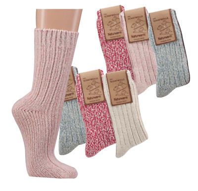 Socks 4 Fun 3er Pack Damen Schafwoll Norweger Socken Wintersocken Wollsocken