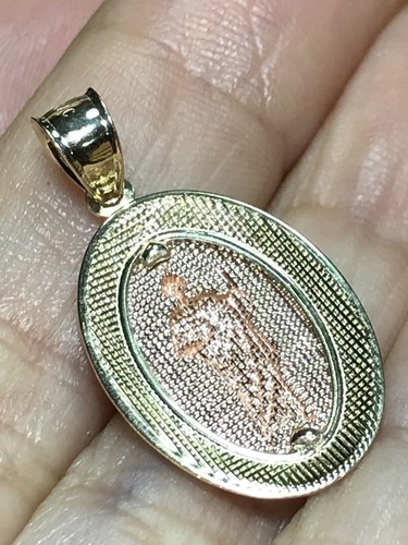 GOLd St san Jude Saint Juda Pendant 14k Tadeo solid Charm Oval necklace 1.05” - Picture 8 of 12
