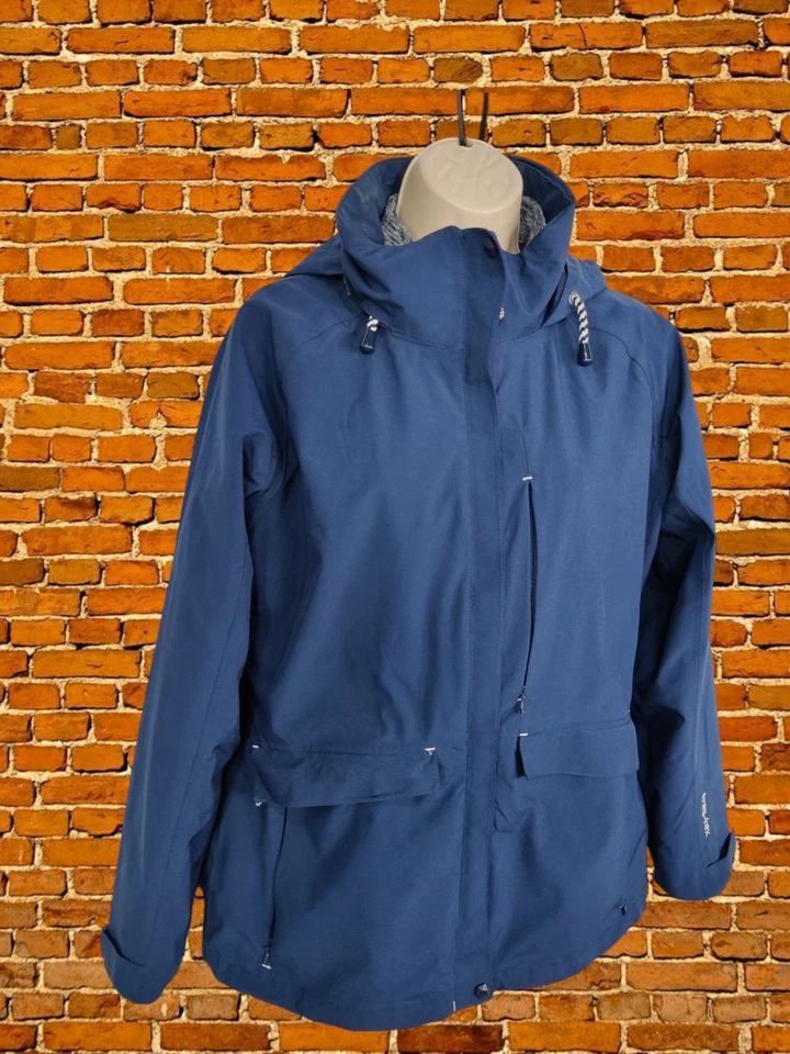 TRESPASS BLUE COAT UJK 12 POLYESTER WOMEN FLEECE LINED HOOD RAIN JACKET TRES-TEX - Image 2 of 4