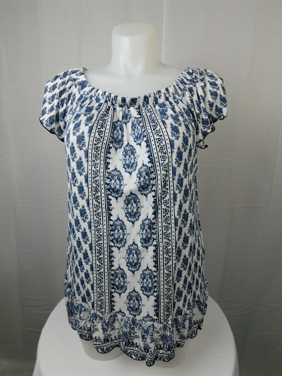 INC Plus Size Off-The Shoulder Printed Top - 0X, Dandy Floral Blue