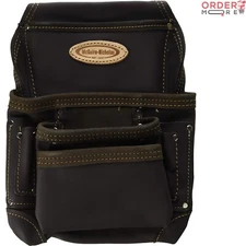 10 Pocket Tool Pouch Oil Tanned Leather 4-Tier Durable Tan Brown Work Use