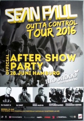 SEAN PAUL - 2016 - In Concert - Outta Control Tour - Poster - Hamburg - HH10