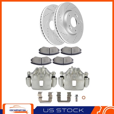 Front Brake Rotors Calipers For 2006-2010 Hyundai Sonata Ceramic Pads Full Set