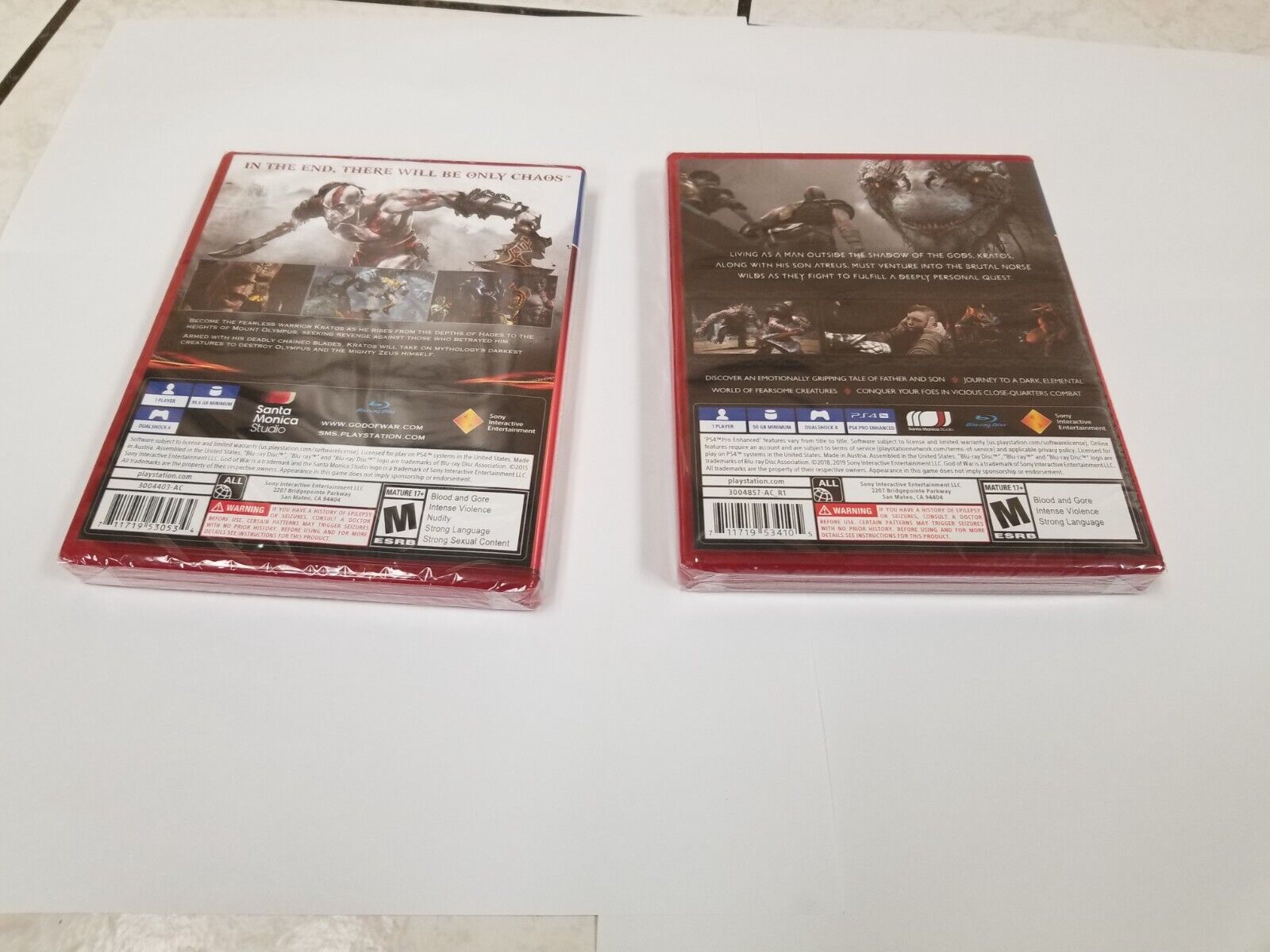 GOD OF WAR & GOD OF WAR III 3 REMASTERED PS4 2 SET BUNDLE