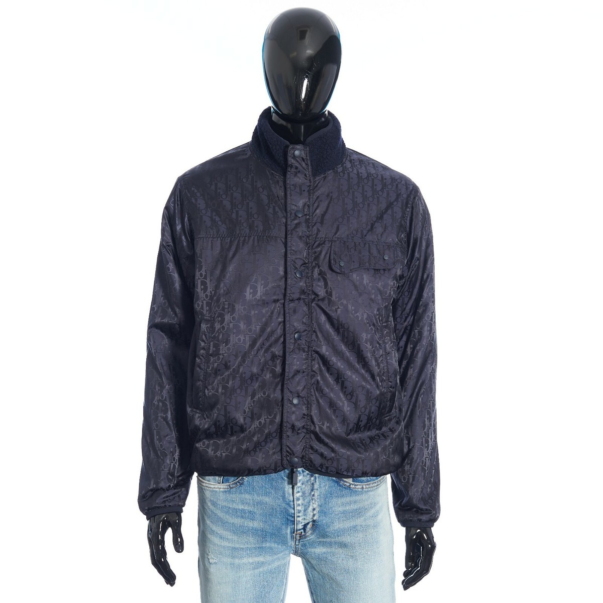 DIOR 3100$ Navy Blue Reversible Jacket - Fleece Wool & Oblique