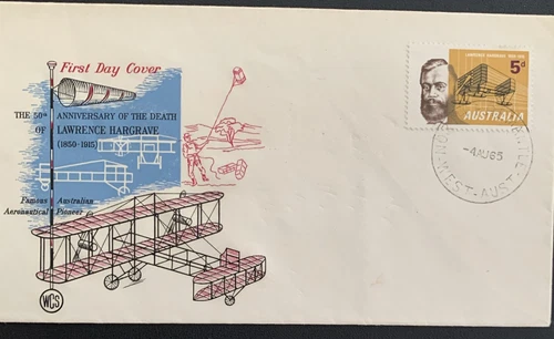 Australian FDC WCS 1965 50th Anniv. The Death Of Lawrence Hargrave