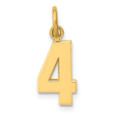 14k Gelbgold gegossen klein poliert Nummer 4 Charm