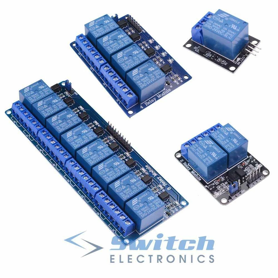 SWITCH ELECTRONICS 5V 12V 24V 1/2/4/8 Channel Relay Board Module Arduino Raspberry Pi PIC