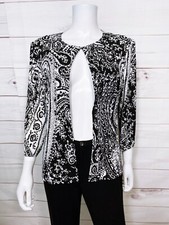 Jessica Howard Womens Jacket Size 16 Black  White Hook  Eye Shoulder Pads