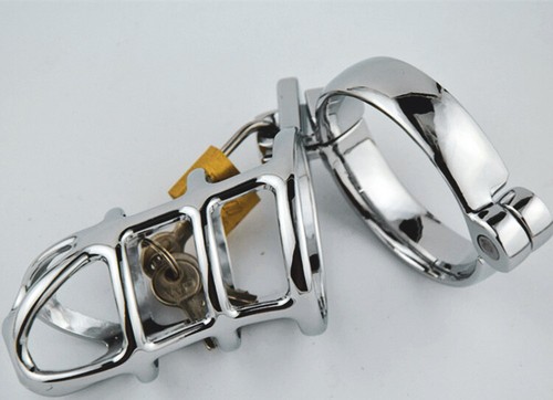 Male Chastity Device Long Bird Cage Stainless Steel Chastity Belt 3 sizes BDSM - Picture 11 of 14