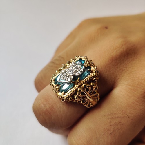 sterling silver 925 blue topaz ring size 7 Vintage Victorian Antique Art Dec - Picture 12 of 12
