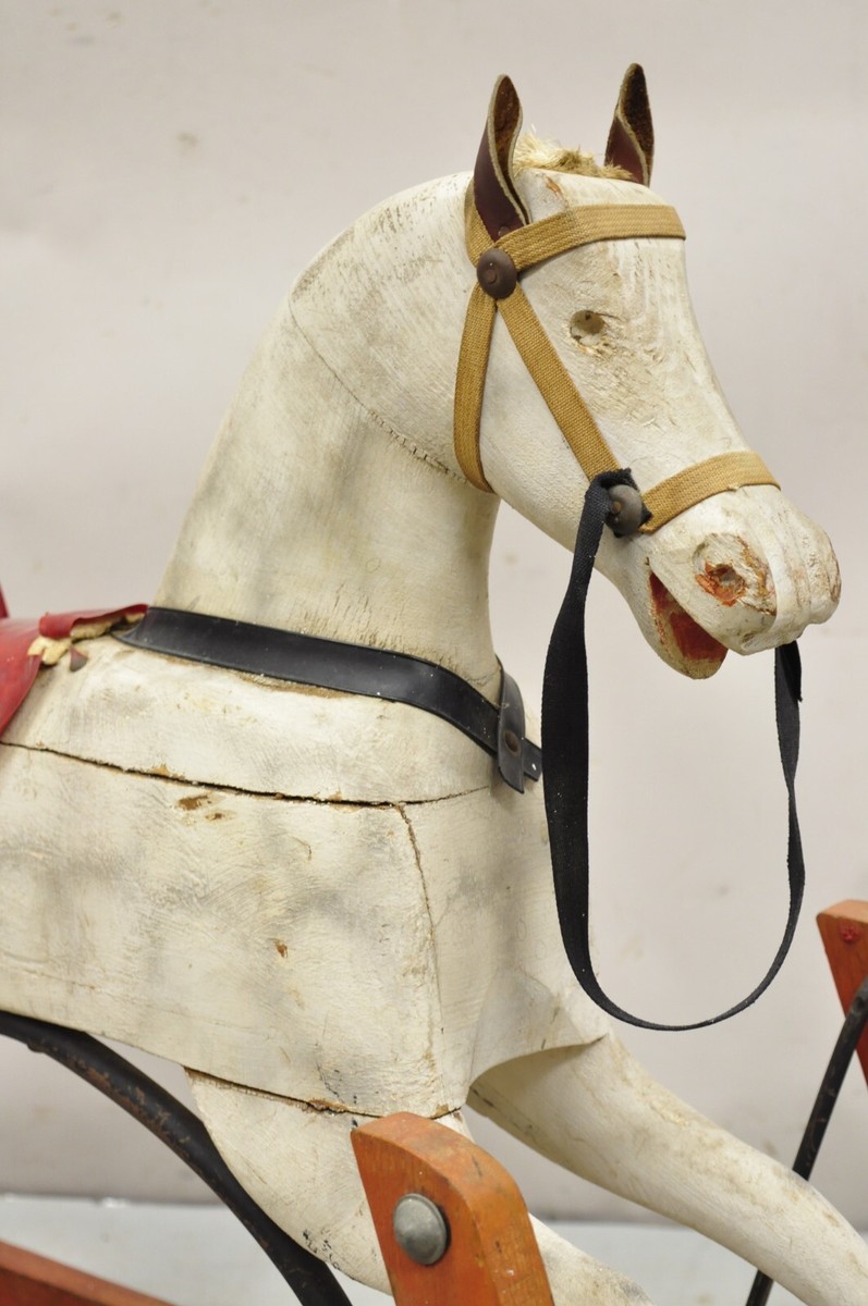 Antique Victorian Rocking Horse Glider Childs Toy Carved Wood
