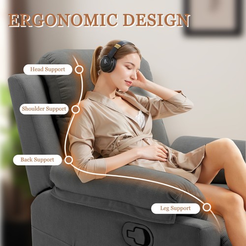 Recliner Chair for Adults, Small Recliner Chair for Small Spaces, Corduroy Chair - Picture 18 of 56