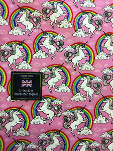 Unicorn Rainbow Print in Pink 100/% Cotton Fabric****sold by half metre****